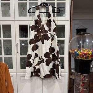 Jones New York Cream Halter Dress with Brown Floral Print